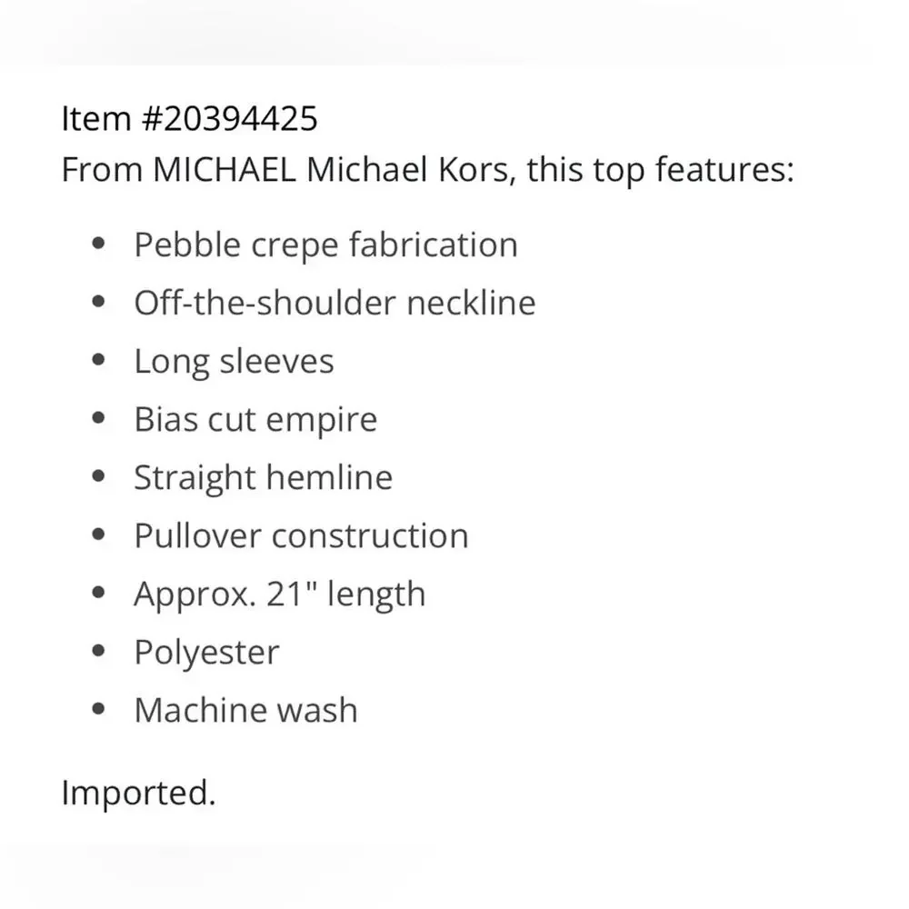 MICHAEL‎ Michael Kors Printed Pebble Crepe Off-the-Shoulder L/S Bias Cut Top M